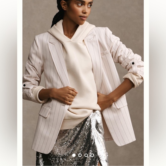 Anthropologie Maeve stripped Rolled Cuff Blazer - Picture 2 of 6